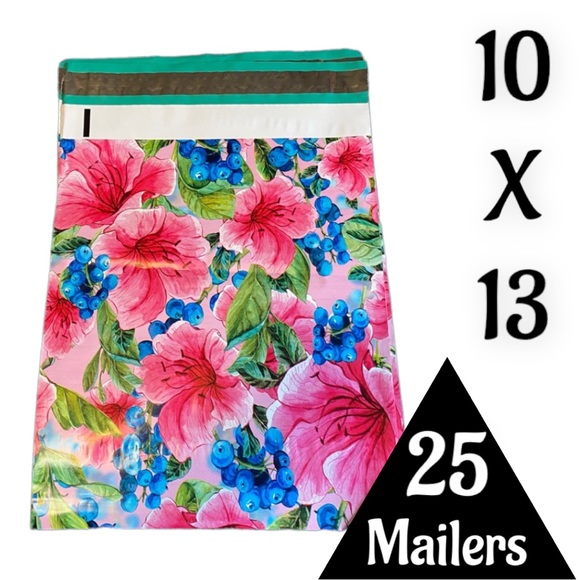25 10X13 Berry Hibiscus Poly Mailers , Shipping Envelopes PRICE IS FIRM - Picture 2 of 6